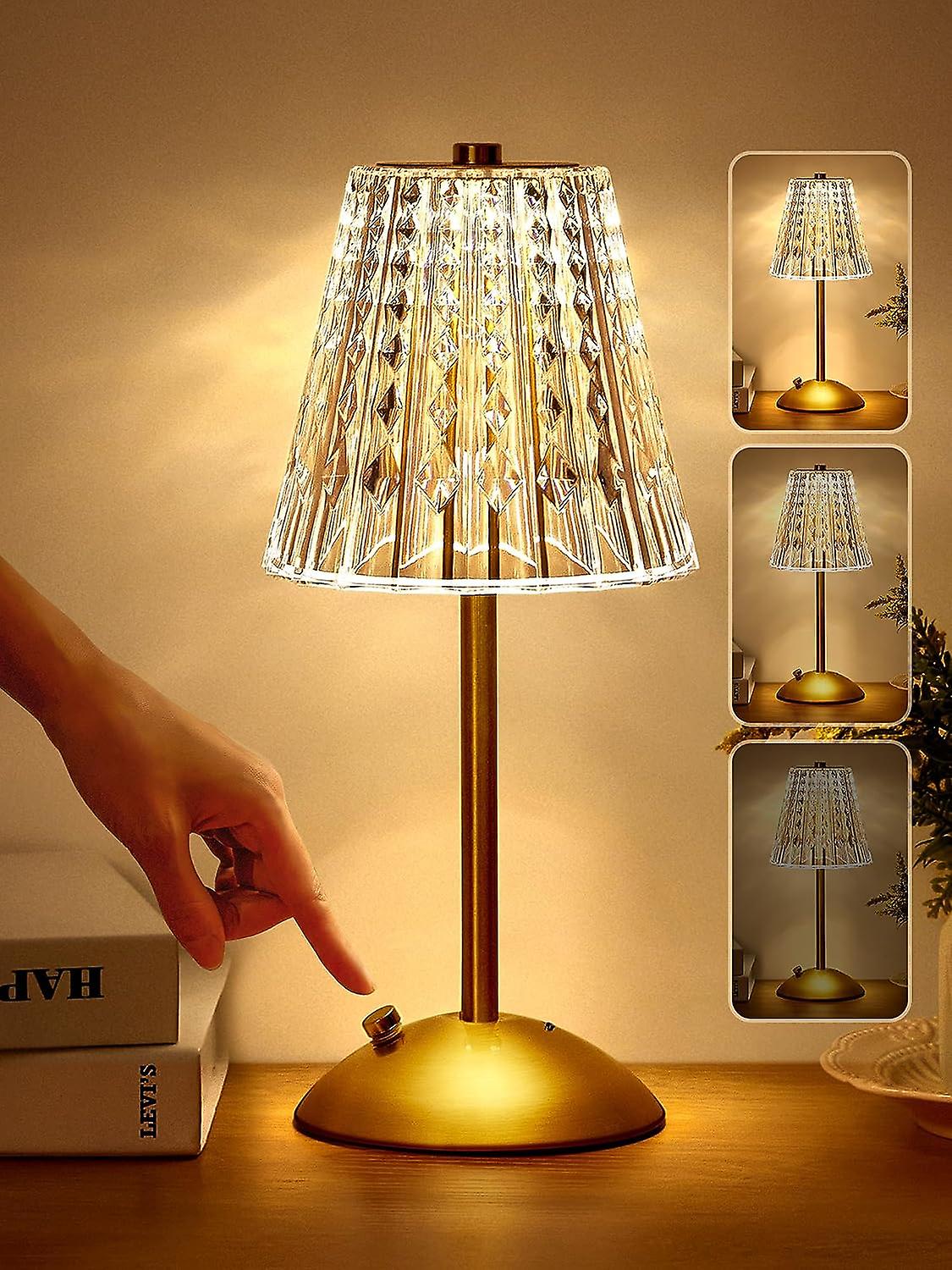 Modern Home Decor Rechargeable USB Charge Touch Crystal Table Lamp Atmosphere Lamp Best for Living Rooms, Bedroom, Restaurants