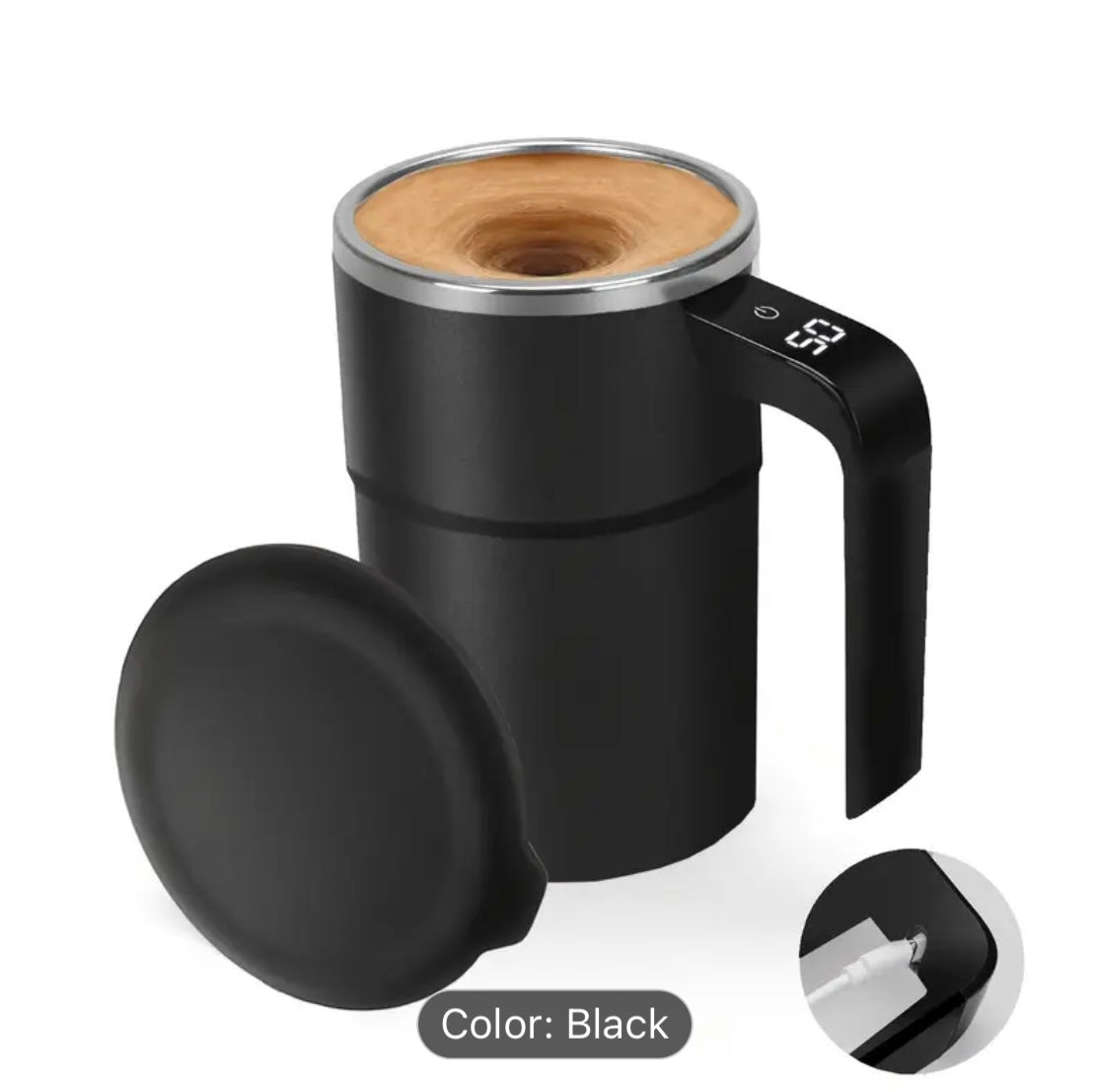 Auto Stirring Cup, Automatic Magnetic Self Stirring Coffee Cup With Temperature Display Function, Travel Tumbler Car Cup For Milk Chocolate Mocha, Creamy White