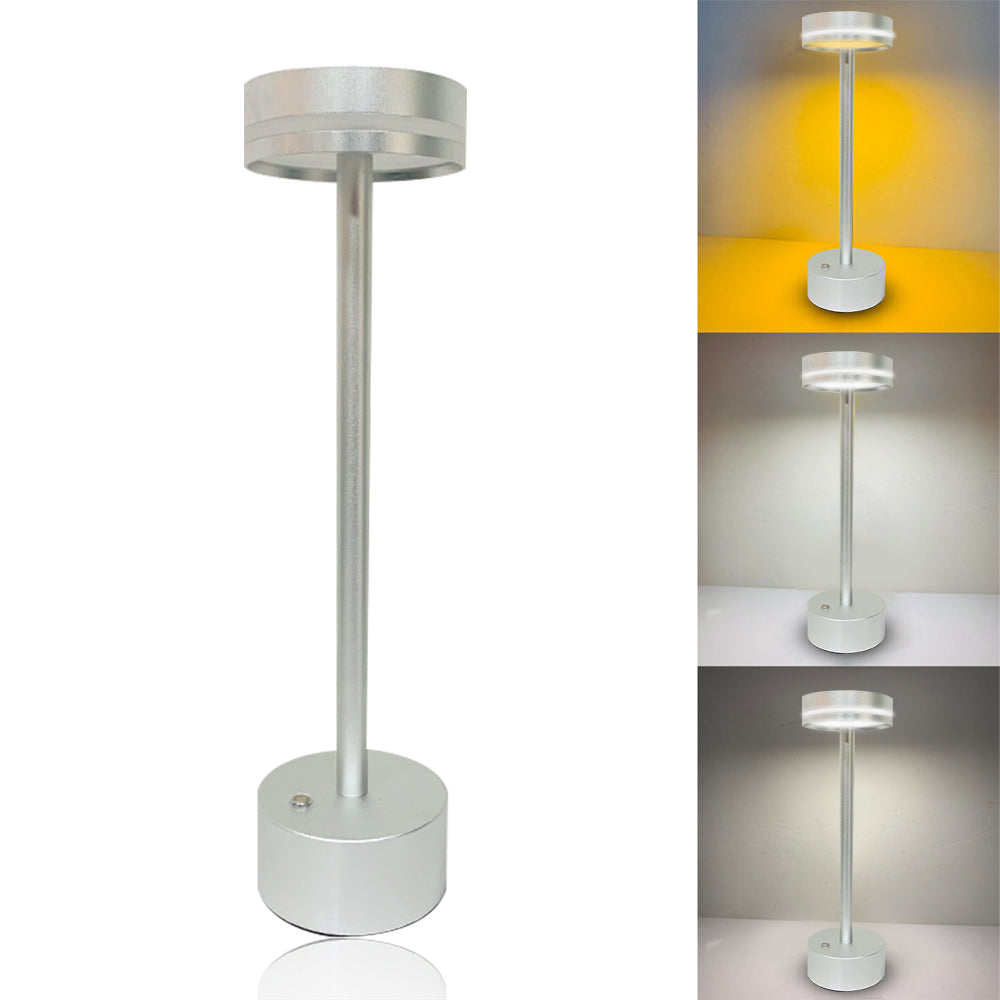 LED Table Lamp, Cordless Metal Desk Lamp,3 Color Touch Control Rechargeable Lamp