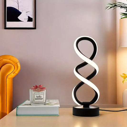 Dimmable Spiral Table Lamp, Metal USB Powered Desk Light with Cord, Fantasy Theme, Push Button Control, Adjustable Lighting, Suitable for Various Room Types Without Battery