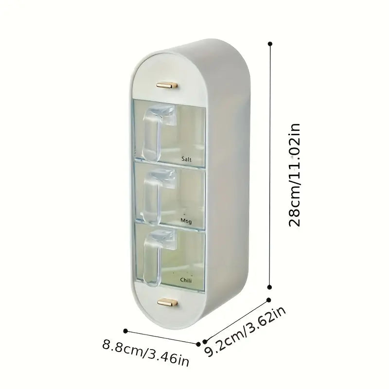 Wall-Mounted Seasoning Storage Caddy with Pull-out Shelves – Transparent, Moisture-Proof Plastic Spice Organizer Rack – Non-Perforated, Multi-Functional Kitchen Condiment Dispenser with Labels