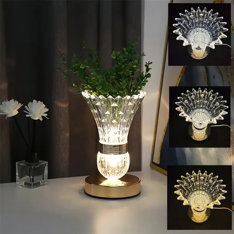 Modern Romantic Crystal Flower Desk Lamp - USB Plug, Adjustable Lighting for Bedroom, Living Room And Office Decoration - Ideal for Valentine'S Day