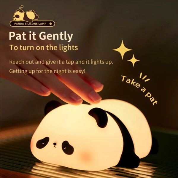 Panda Night Lights For Kids Cute Animal Silicone Timing Rechargeable Lamp Cartoon Panda Bedroom Decoration Kids Boys Girls Gift