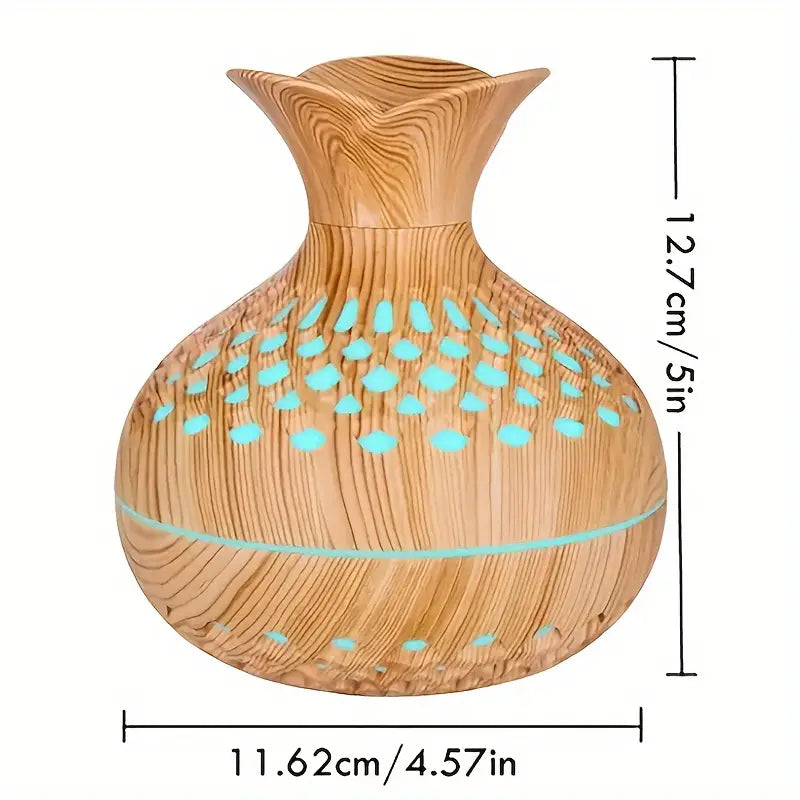 Wood Grain Ultrasonic Humidifier - 10.14oz USB Powered Single Room Humidifier with Dual Mist Modes, Essential Aroma Diffuser, for Multiple Room Types