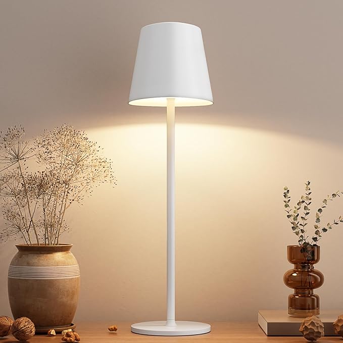 Modern Cordless Table Lamp, LED Metal Lamp, Rechargeable Touch Night Light, Atmosphere Light for Bedroom or Restaurant