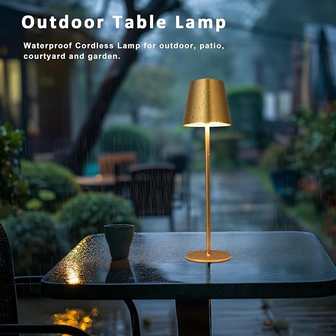 Modern Cordless Table Lamp, LED Metal Lamp, Rechargeable Touch Night Light, Atmosphere Light for Bedroom or Restaurant