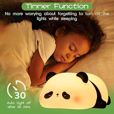 Panda Night Lights For Kids Cute Animal Silicone Timing Rechargeable Lamp Cartoon Panda Bedroom Decoration Kids Boys Girls Gift