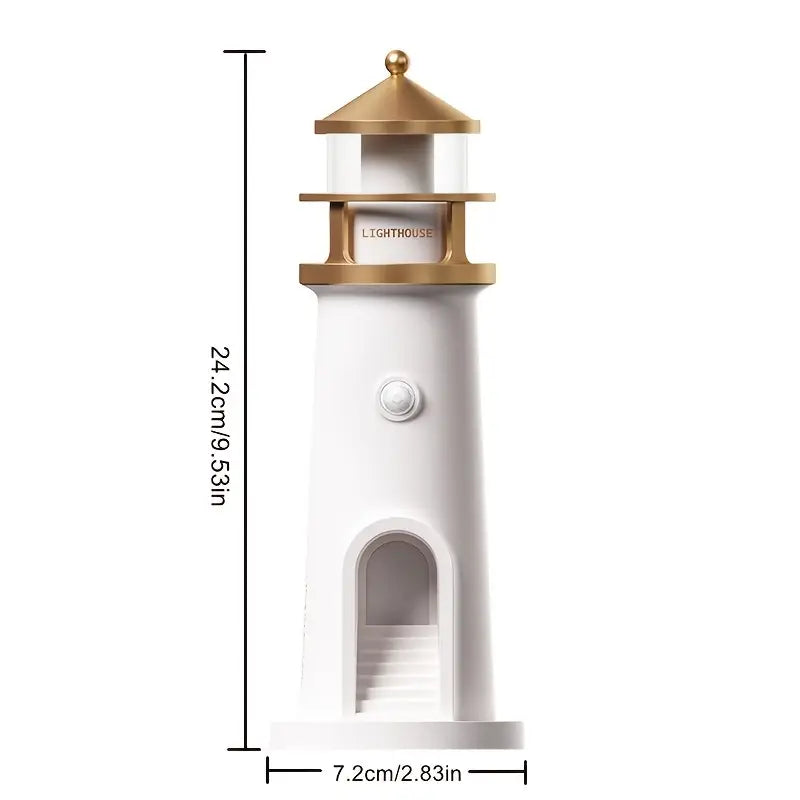 Rechargeable LED Night Lamp with Motion Sensor, Moonlight Projection, and Creative Lighthouse Design for Bedroom, Living Room, Study