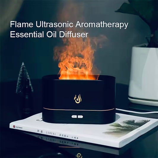 Flame Aroma Diffuser - Real Flame Effect, 8 Light Colors, Auto Power Off, USB-C, Night Light & Humidifier