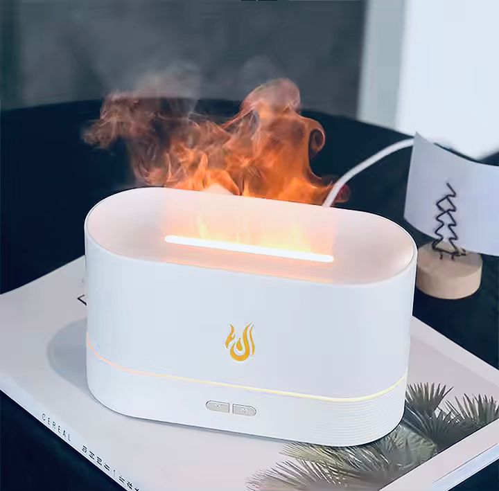 Flame Aroma Diffuser - Real Flame Effect, 8 Light Colors, Auto Power Off, USB-C, Night Light & Humidifier