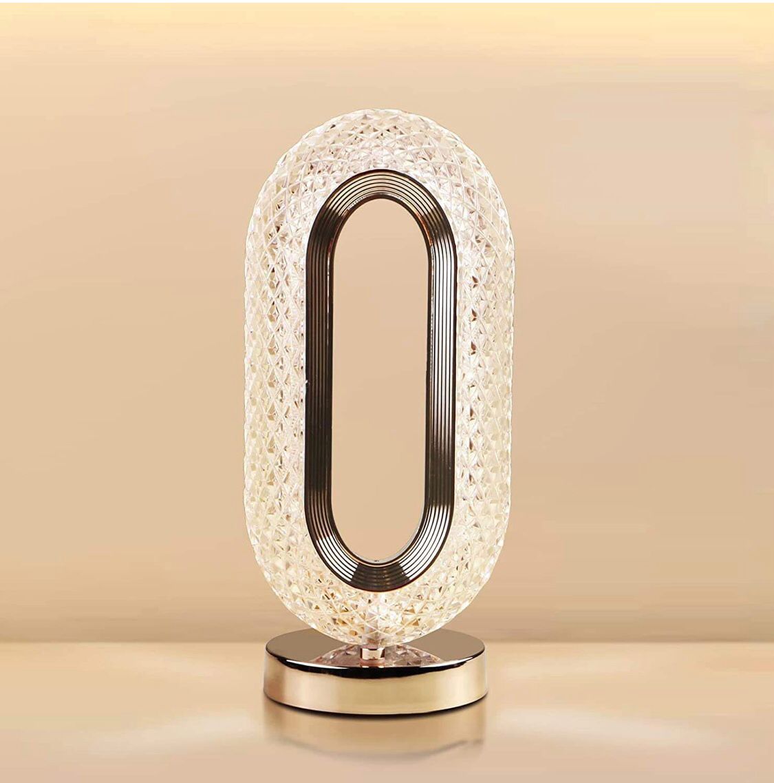 Oval Crystal Stand Night Lamp| LED Touch Night lamp | Decorative Bedside Desk Lamp |Table Night Lamp | 3 Colors Changing Led Crystal