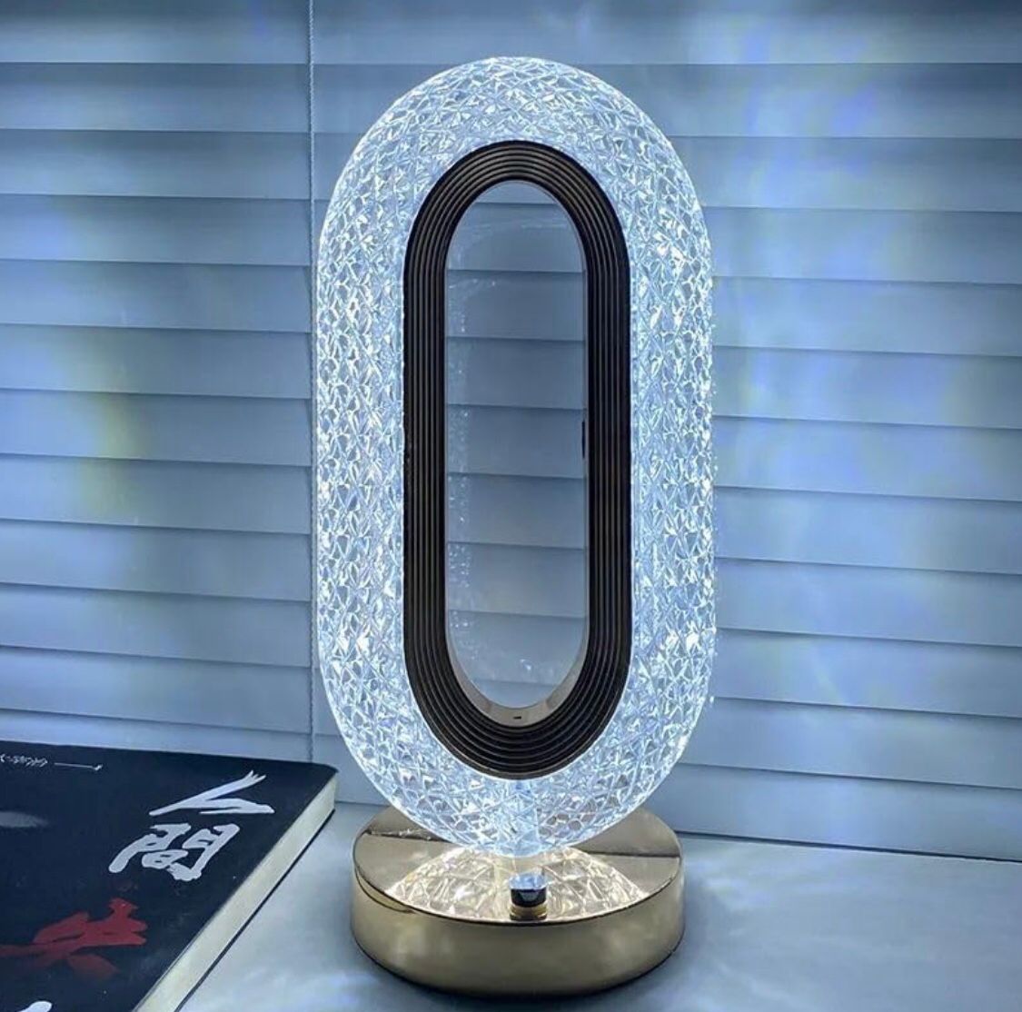 Oval Crystal Stand Night Lamp| LED Touch Night lamp | Decorative Bedside Desk Lamp |Table Night Lamp | 3 Colors Changing Led Crystal