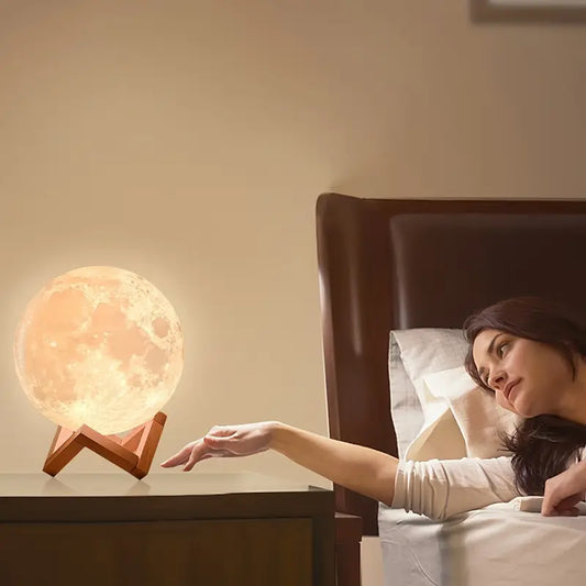 Moon Lamp with 128 Color Options - Touch & Remote Control, Adjustable Brightness, USB Rechargeable - Ideal for Bedroom Decor & Unique Gift Anniversaries, Weddings