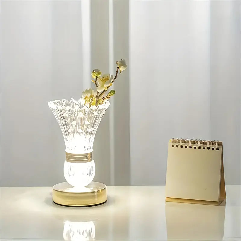 Modern Romantic Crystal Flower Desk Lamp - USB Plug, Adjustable Lighting for Bedroom, Living Room And Office Decoration - Ideal for Valentine'S Day