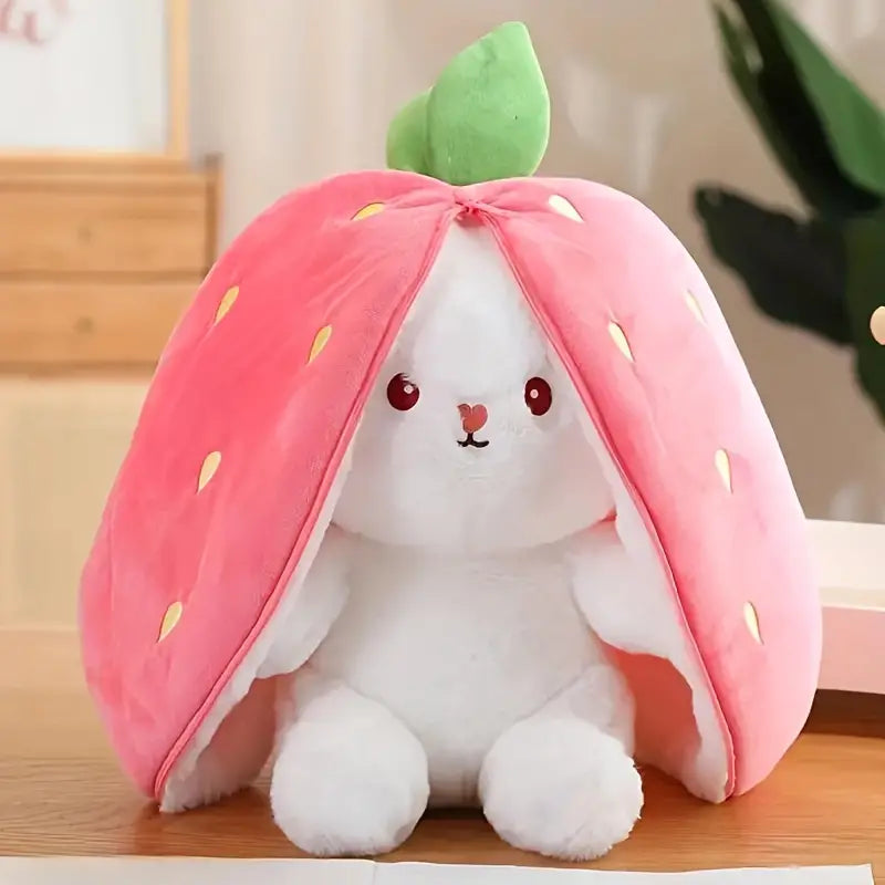 Transforming Rabbit Pillow, Strawberry Rabbit Plush Toy, Carrot Rabbit Doll, Pillow, Birthday Gift, Valentine Gift