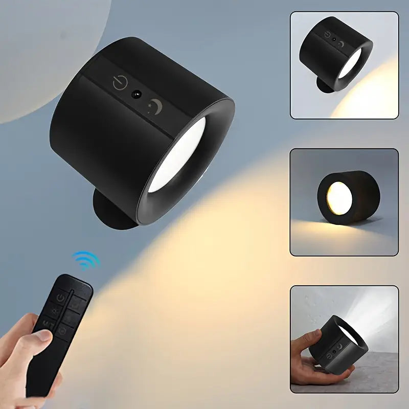 LED Magnetic Wall Lamp, 360° Rotating Dual-Sided, 3 Adjustable Colors, Touch Remote Control, USB Rechargeable, Battery Powered, Infrared Sensor