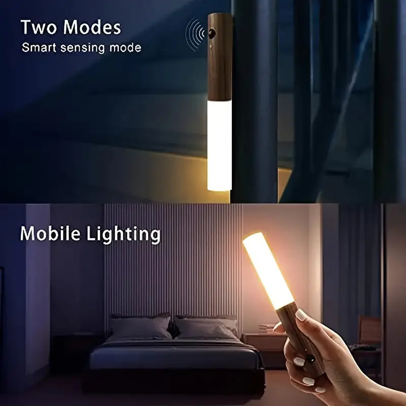 Portable Motion-Sensing LED Night Light - Modern Striped Design, Battery-Powered with Rechargeable 300mAh Battery, Easy-to-Install Wall Mount, Ideal for Office Use