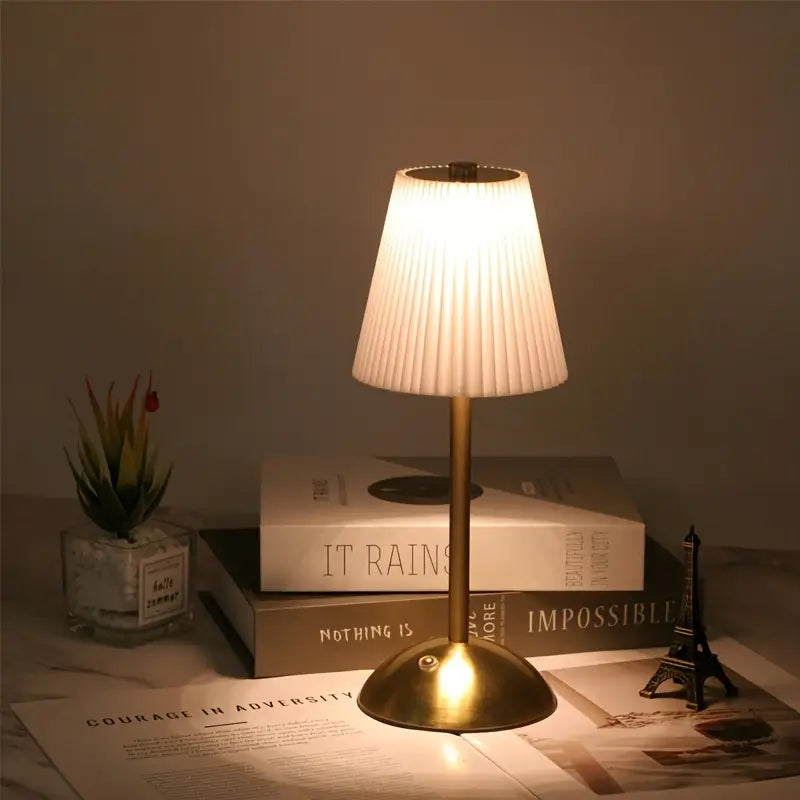 USB Rechargeable Touch Control Table Lamp, LED Pleated Nightlight, with Infinity Dimming, for Decoration, Living Room, Bedroom, Restaurant, Party, Game Room