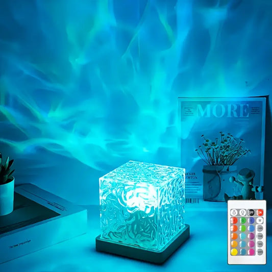 16 Color Water Ripple USB Night Light - Touch/Remote Control, Automatic Rotation, Water Ripple Light, Flame Light, Romantic Gift for New Year's Day and Valentine's Day, Starry Sky Projection Light, Party Decoration