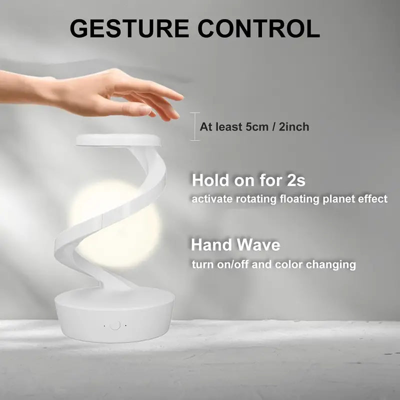 Hand-Controlled Rotating Floating Lamp, Modern Technology LED 360 ° Rotating Table Lamp Dimmable, Creative Home Decoration