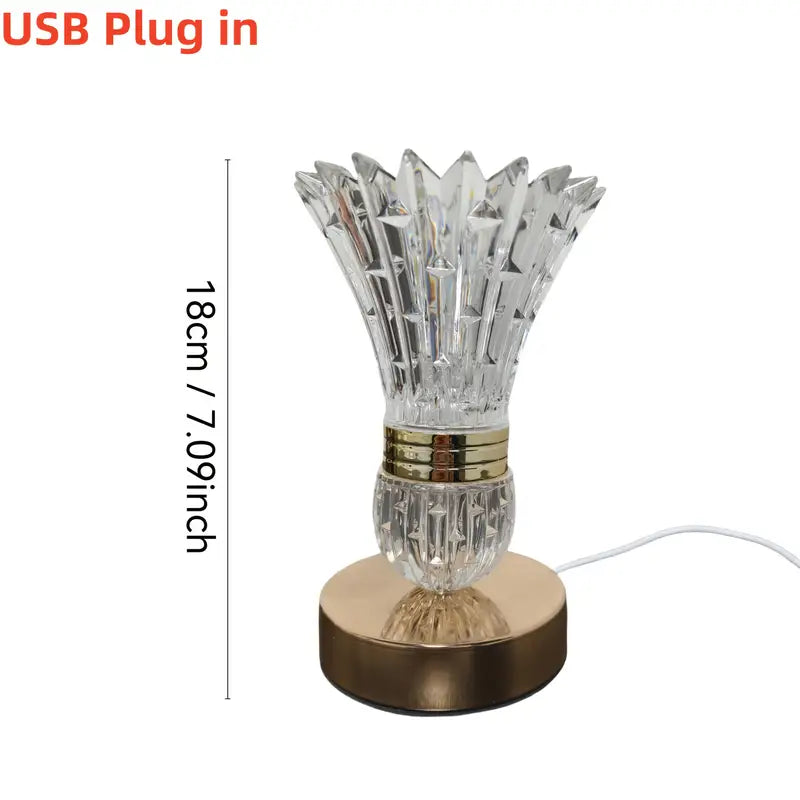 Modern Romantic Crystal Flower Desk Lamp - USB Plug, Adjustable Lighting for Bedroom, Living Room And Office Decoration - Ideal for Valentine'S Day