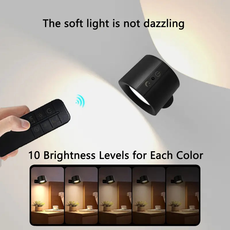 LED Magnetic Wall Lamp, 360° Rotating Dual-Sided, 3 Adjustable Colors, Touch Remote Control, USB Rechargeable, Battery Powered, Infrared Sensor